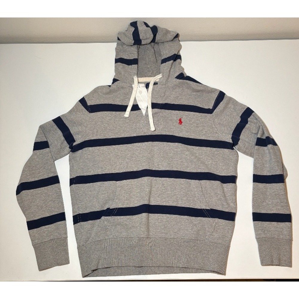 Ralph Lauren Polo Men's Hooded Sweatshirt | Blue/Gray | Medium